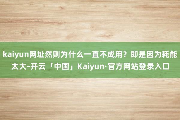 kaiyun网址然则为什么一直不成用?即是因为耗能太大-开云「中国」Kaiyun·官方网站登录入口